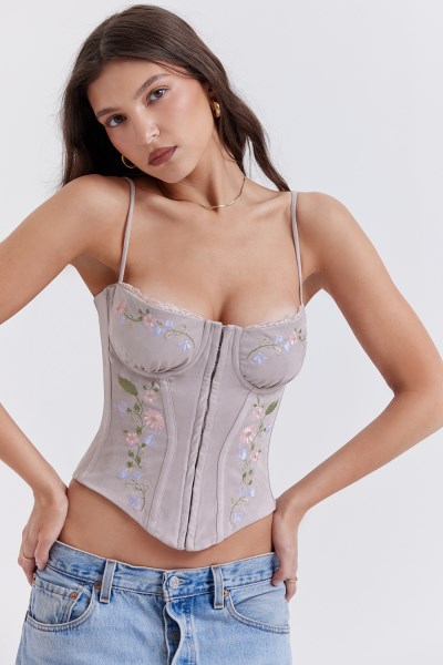 Petunia Light Lavender Embroidered Corset - Image 8