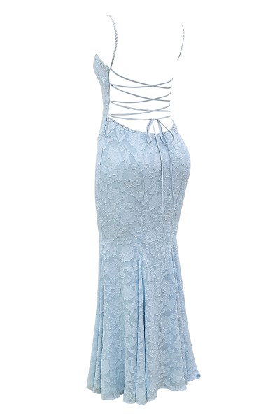 Joan Bluebell Lace Up Back Maxi Dress - Image 3