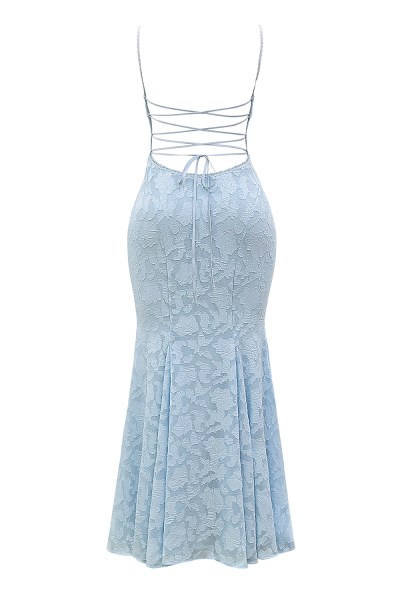 Joan Bluebell Lace Up Back Maxi Dress - Image 4