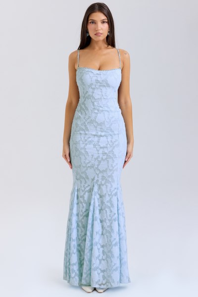 Joan Bluebell Lace Up Back Maxi Dress - Image 7