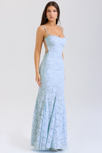 Joan Bluebell Lace Up Back Maxi Dress - Image 8