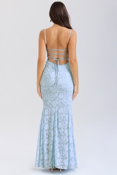Joan Bluebell Lace Up Back Maxi Dress - Image 9